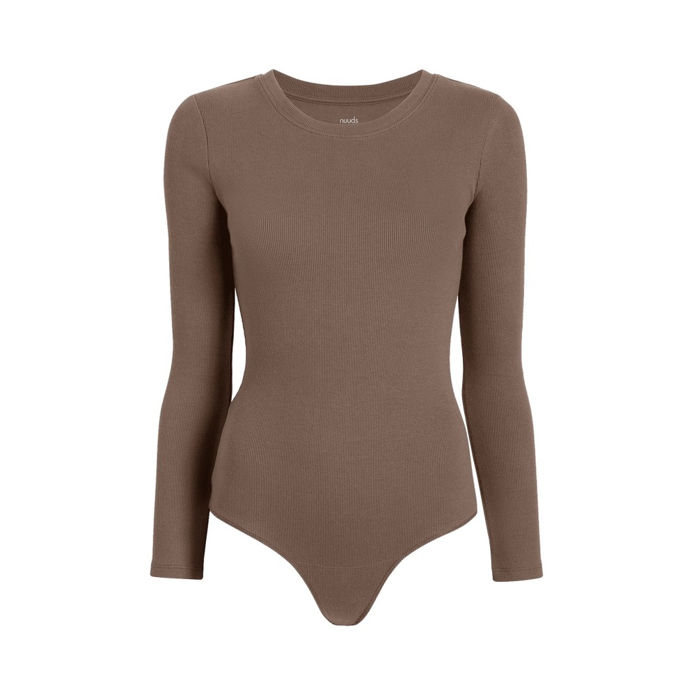 Nuuds Chocolate Long Sleeve Bodysuit MEDIUM